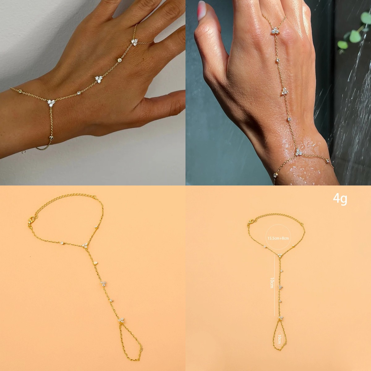 Women Accessories In Amazon - Gelang Rantai Tangan Tanpa Jari Kristal