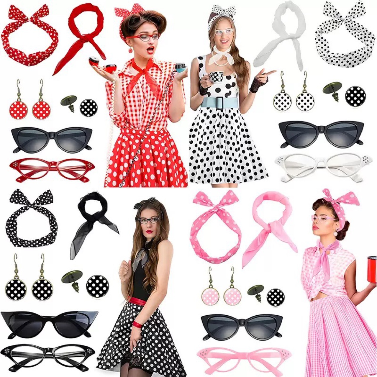 Women'S Accessories In The 1950S - Set Aksesoris Kostum Cosplay Pesta Retro