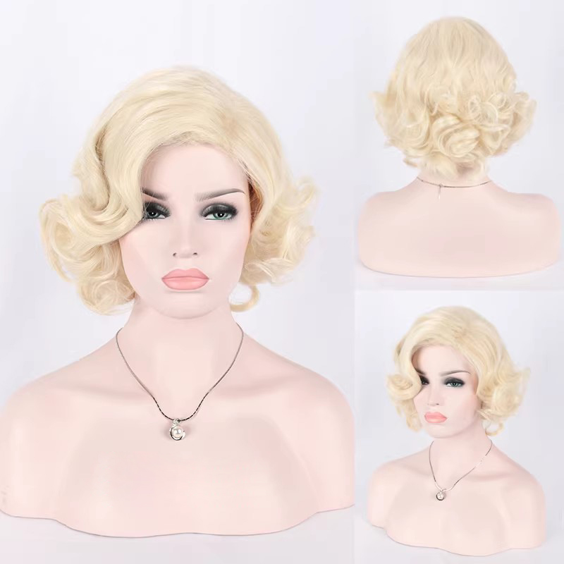 Women'S Accessories In The 1950S - Rambut Keriting Pendek Sintetis Wig Campuran
