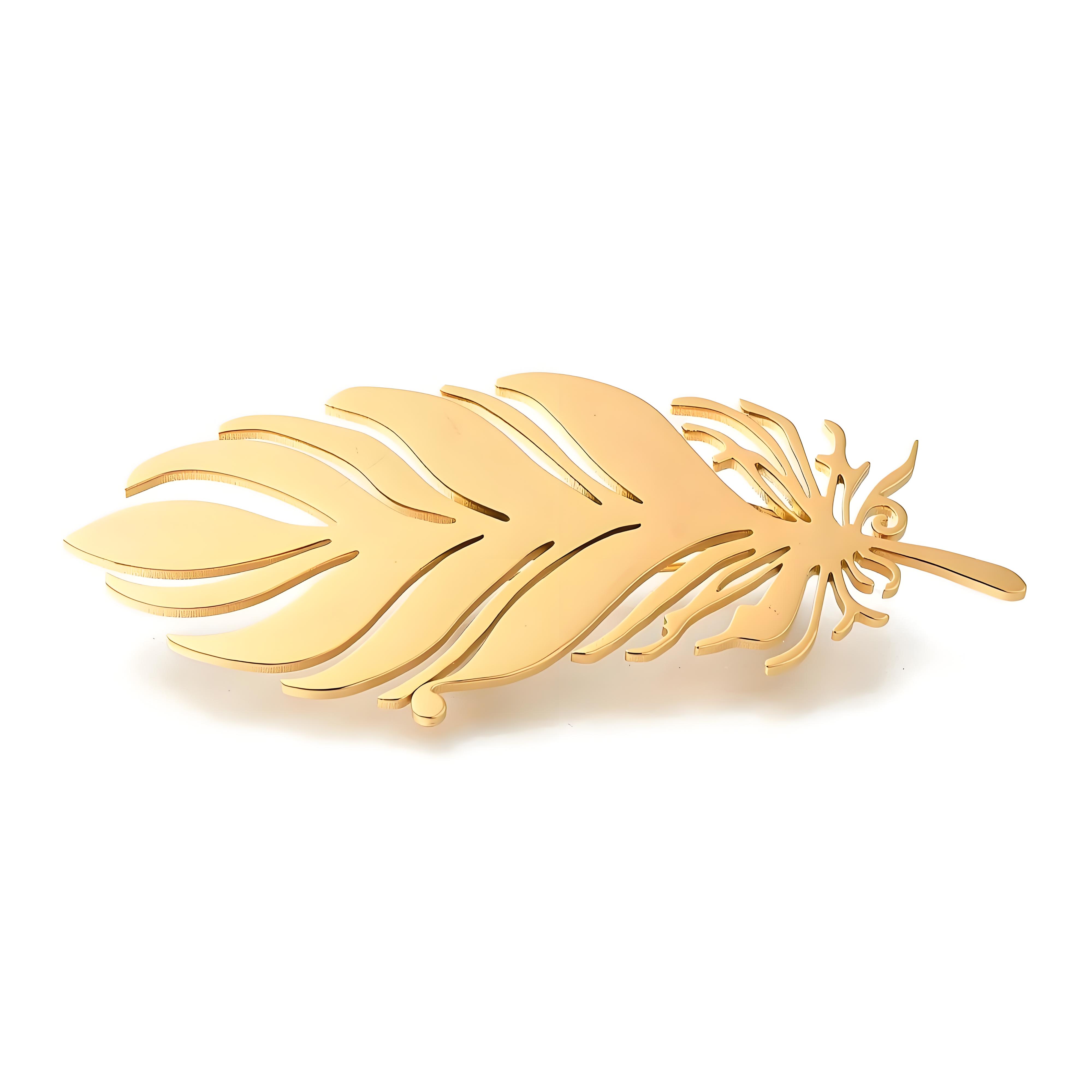 Brooch Pin Gold - Bros Bulu Berlapis Emas, Pin Kerah