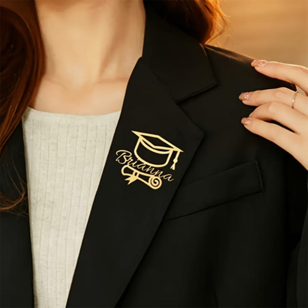 Bros Pin Nama Topi Wisuda Cust - Brooch Pin Gold ulasan dan harga