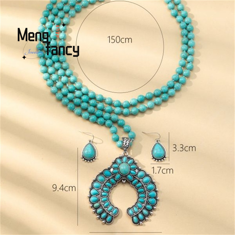 Anting Bunga Tiga Lapis Retro, - Layered Necklace Set ulasan dan harga