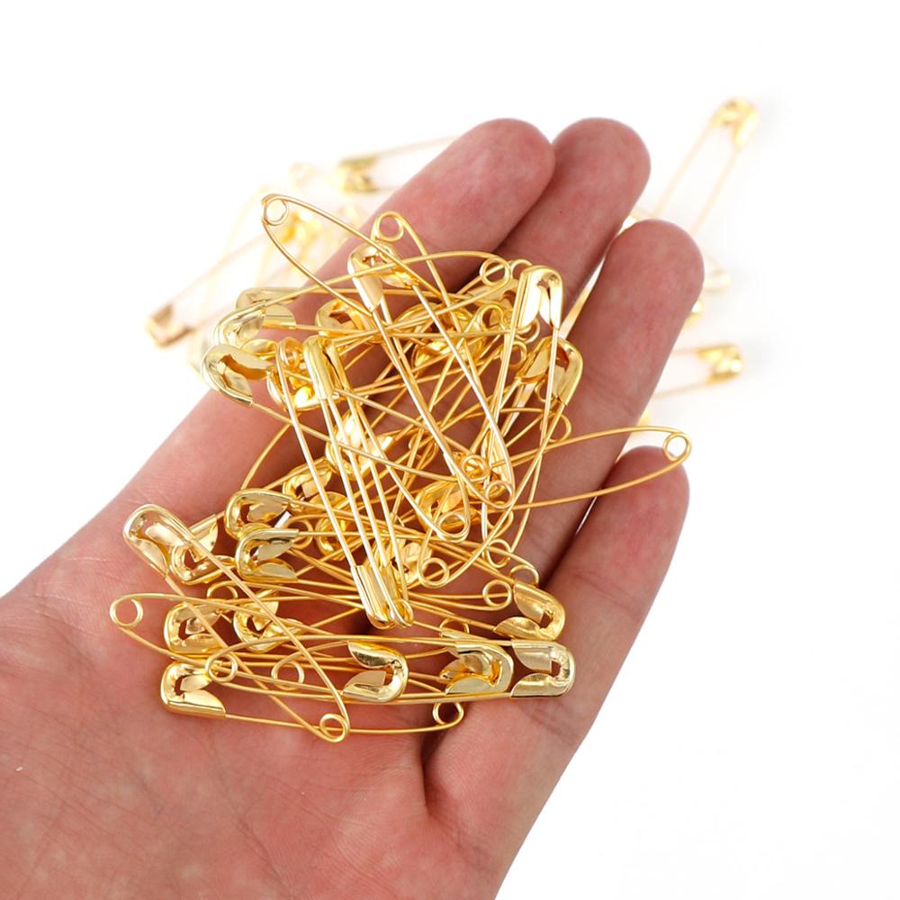 100Pcs 22/28/38/45/54Mm Perak  - Brooch Pin Gold ulasan dan harga