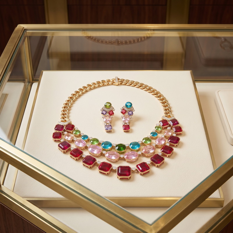 Anting dan kalung gaya Eropa A - Layered Necklace Set ulasan dan harga
