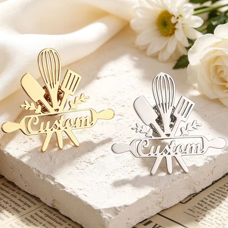 Bros Pin Nama Terukir Bertema  - Brooch Pin Gold ulasan dan harga