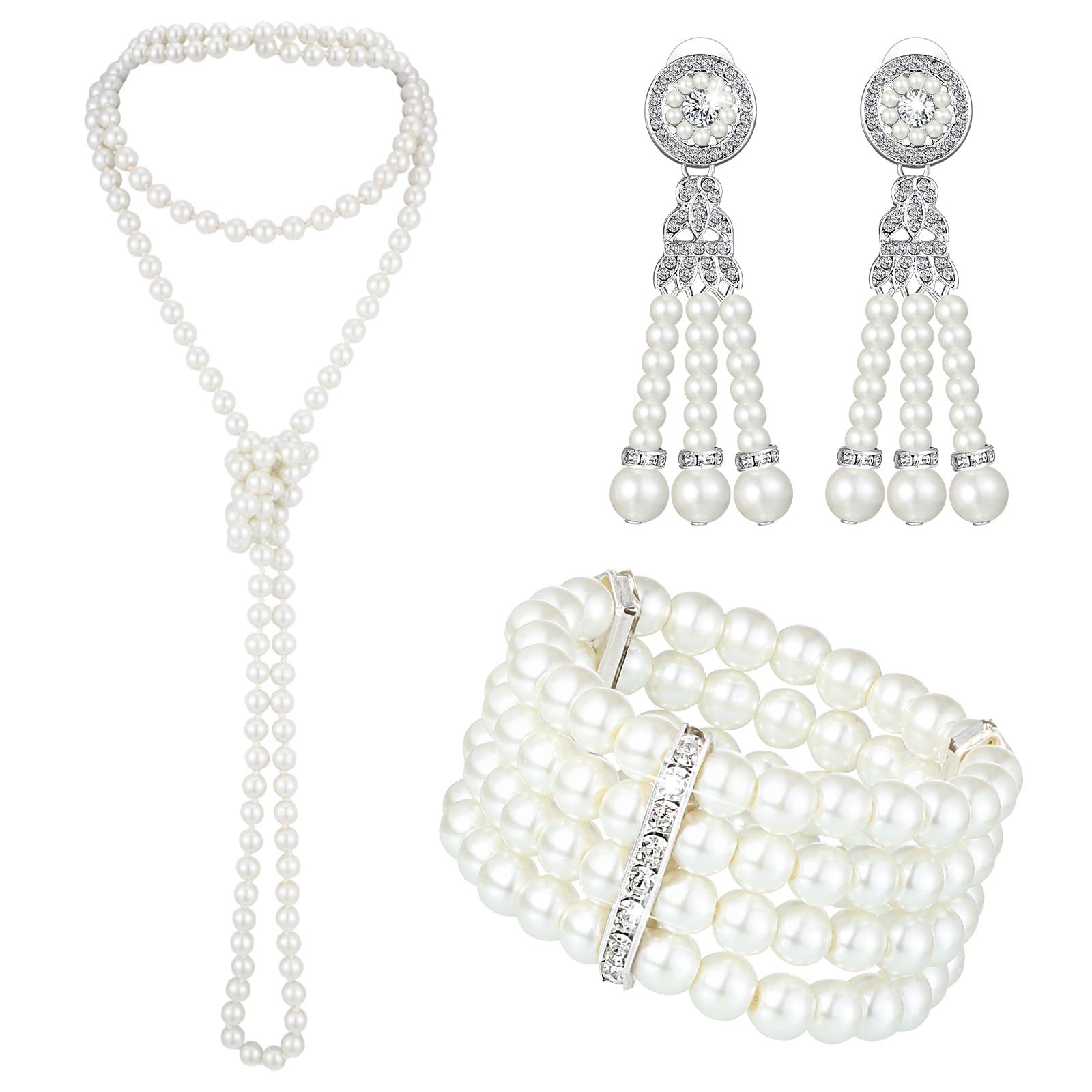 3-piece Set of Long Pearl Neck - Women'S Accessories In The 1950S ulasan dan harga