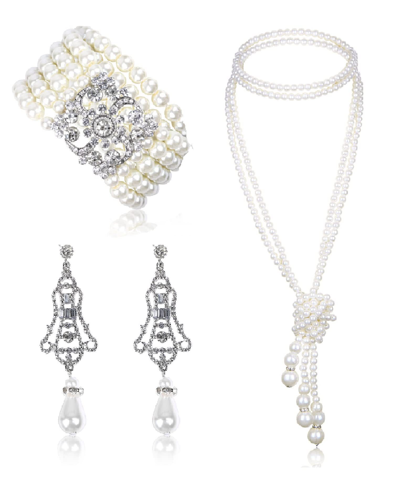3-piece Set of Long Pearl Neck - Women'S Accessories In The 1950S ulasan dan harga