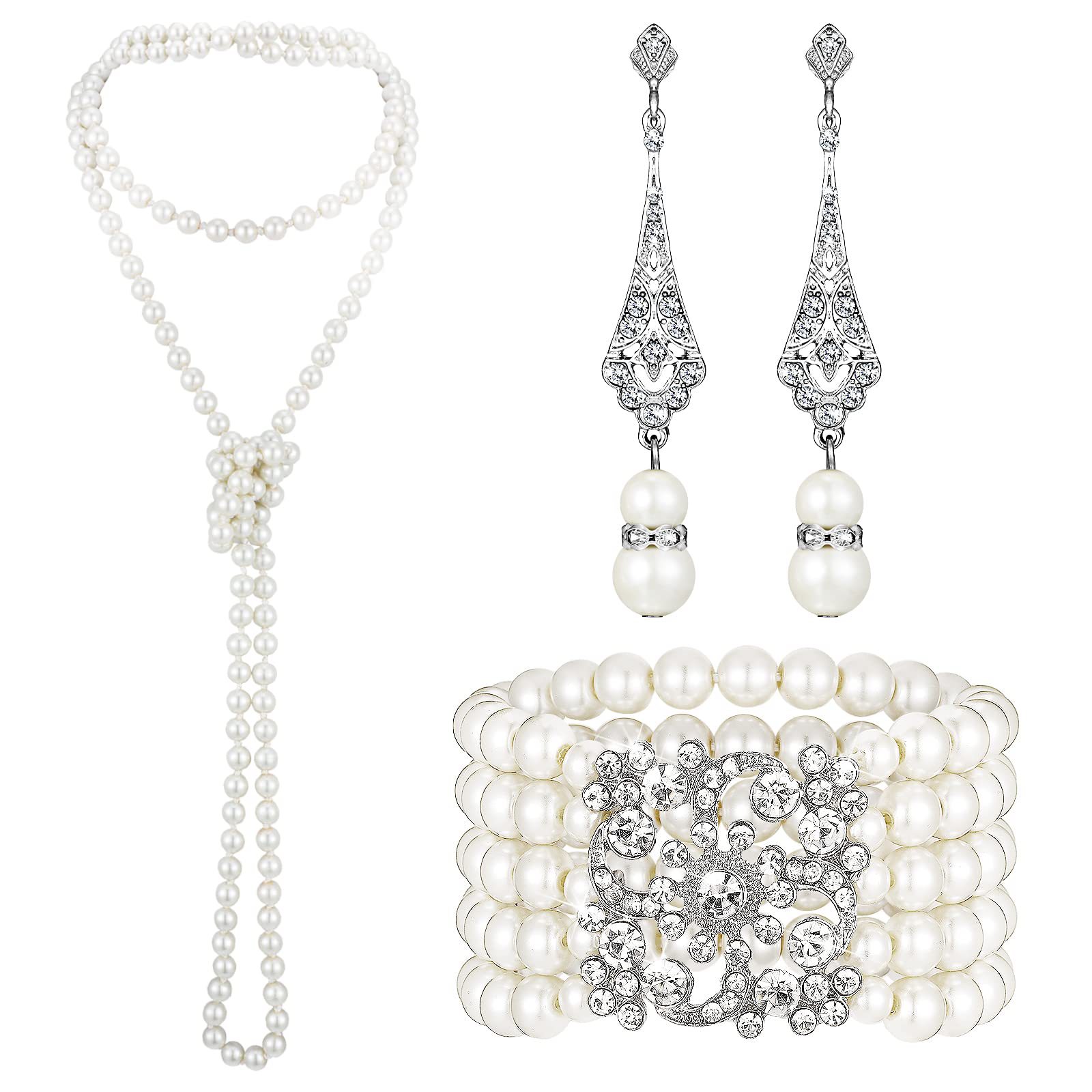 3-piece Set of Long Pearl Neck - Women'S Accessories In The 1950S ulasan dan harga