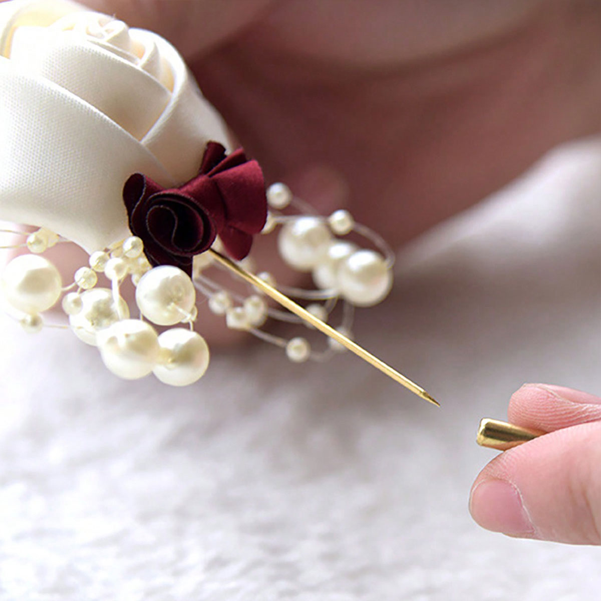 1 buah Boutonniere Mawar untuk - Brooch Pin Gold ulasan dan harga
