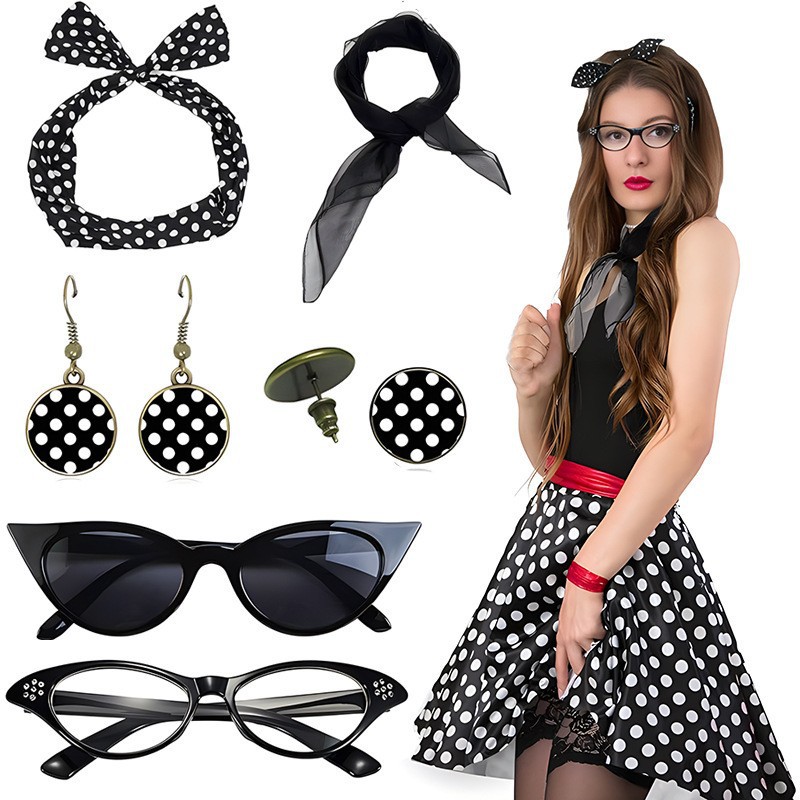 Set Aksesori Polka Dot Pesta K - Women'S Accessories In The 1950S ulasan dan harga