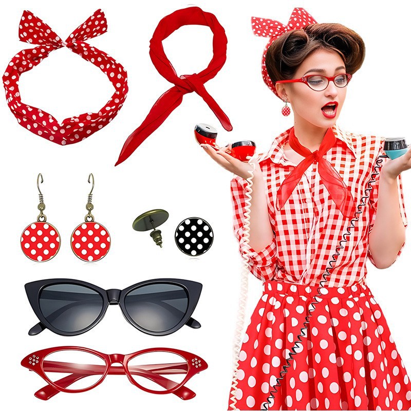 Set Aksesori Polka Dot Pesta K - Women'S Accessories In The 1950S ulasan dan harga
