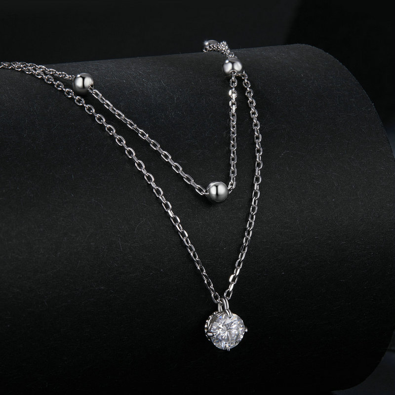Bamoer U 0,5CT Kalung Moissani - Layered Necklace Set ulasan dan harga