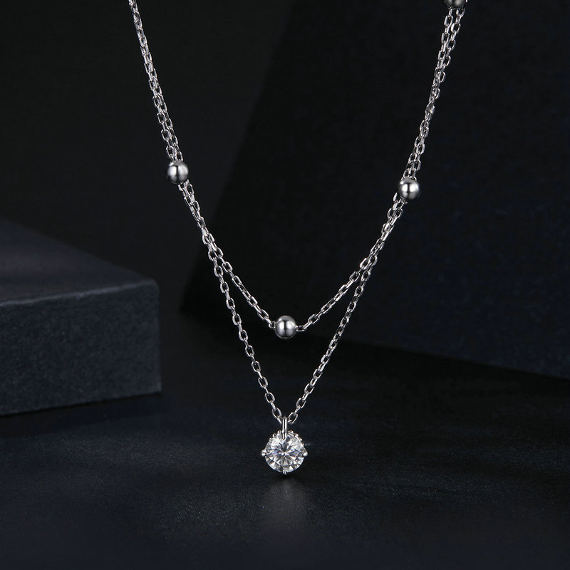 Bamoer U 0,5CT Kalung Moissani - Layered Necklace Set ulasan dan harga